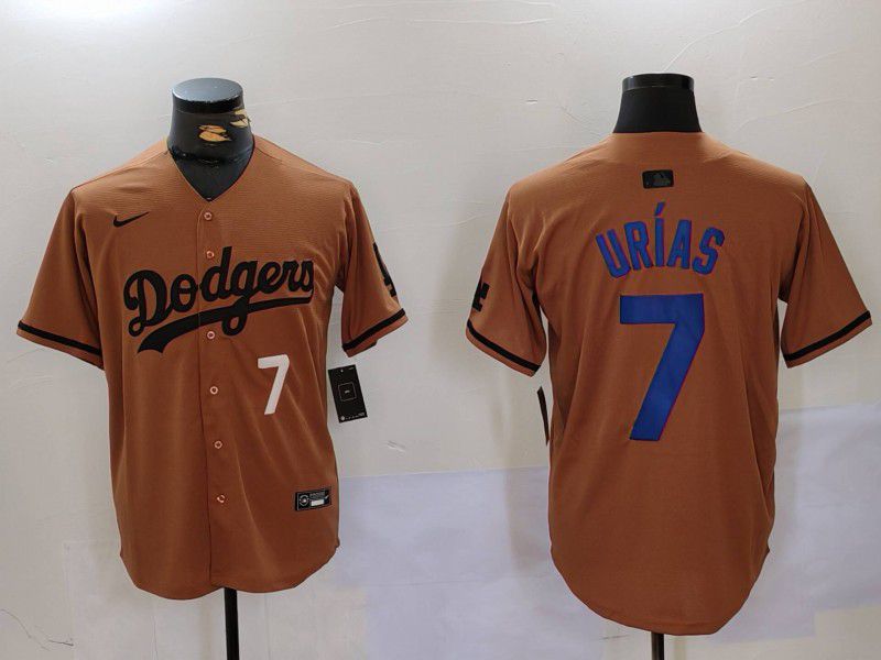 Men Los Angeles Dodgers #7 Urias army green joint name 2024 Nike MLB Jersey style 3->los angeles dodgers->MLB Jersey